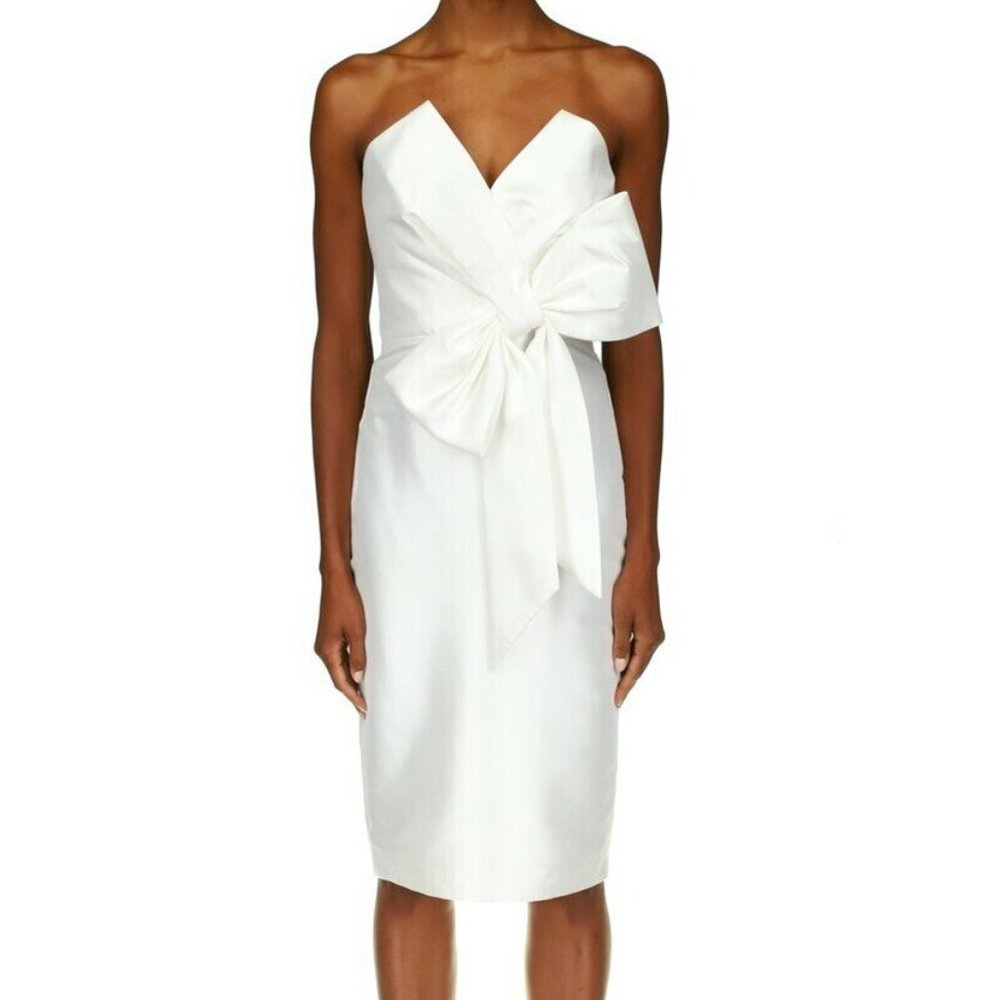 Badgley Mischka Strapless Front Bow Dress 0